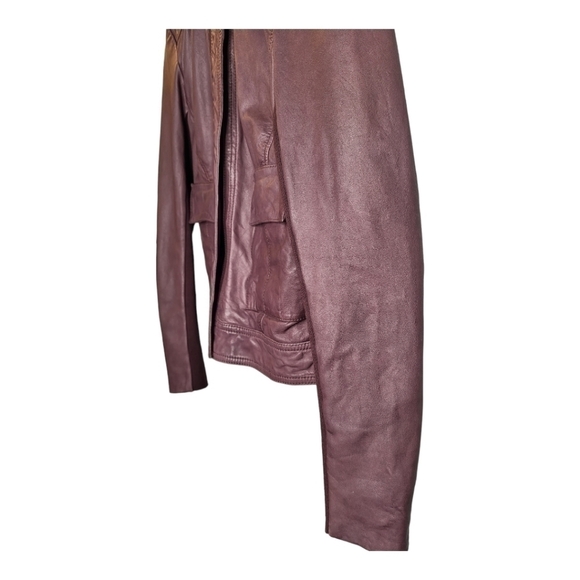 HINGE Leather Hooded Jacket. Ladies Size XS - Picture 5 of 16